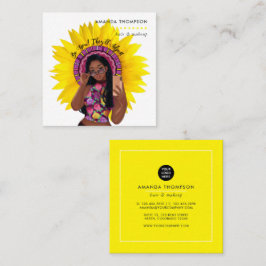 Sunflower Black Woman Beauty Mode Vierkante Visitekaartje