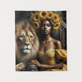 Sunflower Black Woman With Lion Wandkleed