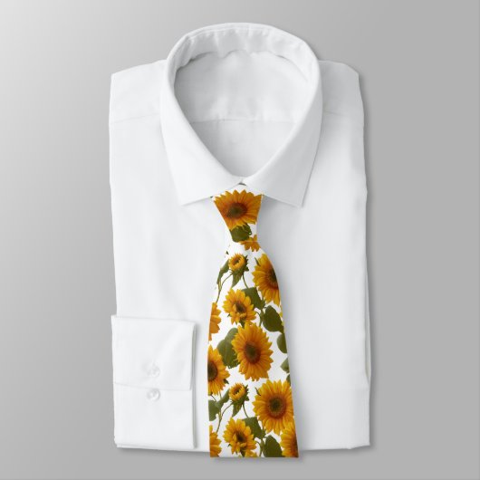 Sunflower Bloom Floral Pattern Stropdas (Gebonden)