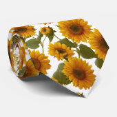 Sunflower Bloom Floral Pattern Stropdas (Opgerold)