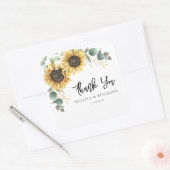 Sunflower Bloom Script Bruiloft Dank u Vierkante Sticker (Envelop)
