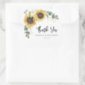 Sunflower Bloom Script Bruiloft Dank u Vierkante Sticker (Tas)