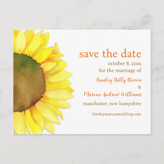 Sunflower Bloom Wedding Save the Date Aankondigingskaart (Voorkant)