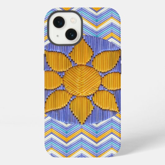 Sunflower Blue Chevron iPhone Hoesje (Achterkant)
