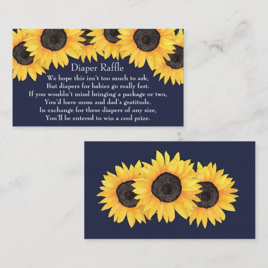 Sunflower Blue Diaper Baby shower card Visitekaartje (Voorkant / Achterkant)