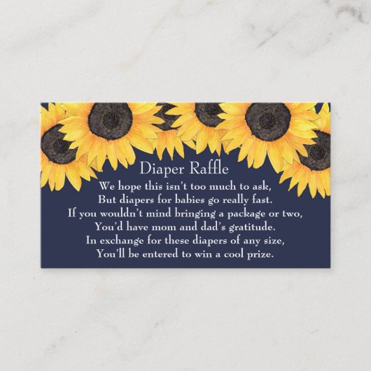 Sunflower Blue Diaper Baby shower card Visitekaartje (Voorkant)