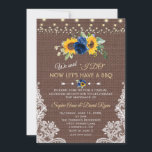 Sunflower Blue Floral Lace Burlap Wedding I DO BBQ Kaart<br><div class="desc">Lace Burlap String Lights Floral Wedding I DO BBQ Uniek kaartontwerp met snaarverlichting,  waterverf zonnebloemen en blauwe bloemen,  gebarsten op een schoot met de achtergrond van de hoeken. Het gebruik personaliseert hulpmiddel om uw info toe te voegen. Zie ook mijn Vintage Lace Collectie.</div>