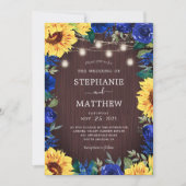 Sunflower Blue Floral Mason Jar Wedding Kaart (Voorkant)