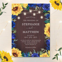 Sunflower Blue Floral Mason Jar Wedding