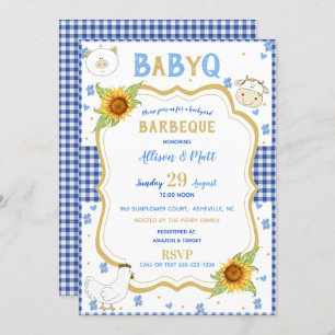 Sunflower Blue Gingham Baby Q Barbecue Kaart