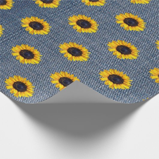 Sunflower Blue Jean Denim Cadeaupapier (Hoek)