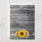Sunflower Blue Lace Rustic Wood Wedding Kaart (Achterkant)