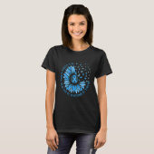 Sunflower Blue Ribbon T1D T2D Diabetes Awareness B T-shirt (Voorkant volledig)