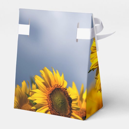 Sunflower Blue Sky Rustic Wedding Bedankdoosjes (Achterkant)