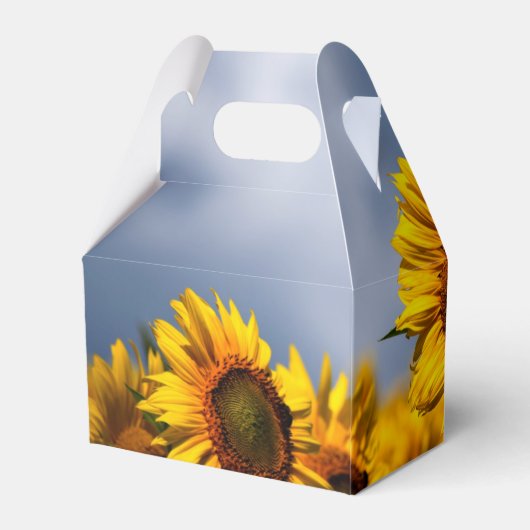 Sunflower Blue Sky Rustic Wedding Bedankdoosjes (Achterkant)