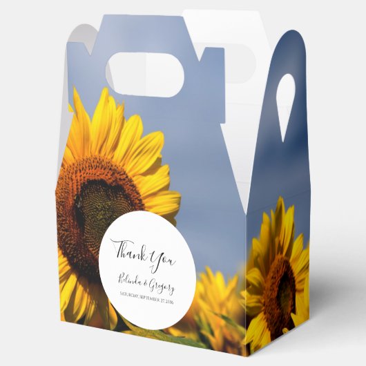 Sunflower Blue Sky Rustic Wedding Bedankdoosjes (Geopend)