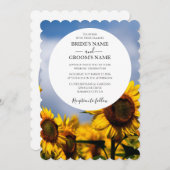 Sunflower Blue Sky Rustic Wedding Invitations Kaart (Voorkant / Achterkant)