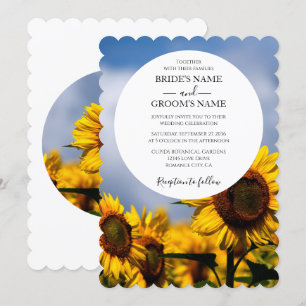 Sunflower Blue Sky Rustic Wedding Invitations Kaart