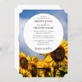 Sunflower Blue Sky Rustic Wedding Invitations Kaart