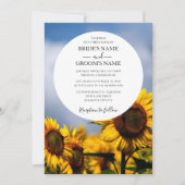 Sunflower Blue Sky Rustic Wedding Invitations Kaart (Voorkant)