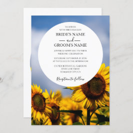 Sunflower Blue Sky Rustic Wedding Invitations Kaart