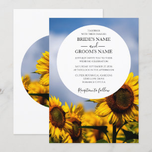 Sunflower Blue Sky Rustic Wedding Invitations Kaart