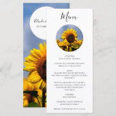 Sunflower Blue Sky Rustic Wedding Menu (Voorkant / Achterkant)