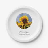 Sunflower Blue Sky Rustic Wedding Papieren Bordje (Voorkant)