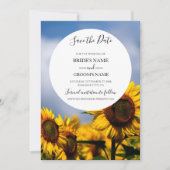 Sunflower Blue Sky Rustic Wedding Save The Date (Voorkant)