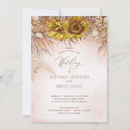 Sunflower Boho Bounty Weddingr Invitation Kaart