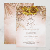 Sunflower Boho Bounty Weddingr Invitation Kaart (Voorkant / Achterkant)