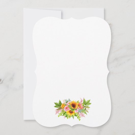 Sunflower Boho Floral Calligraphy Wedding Kaart (Achterkant)