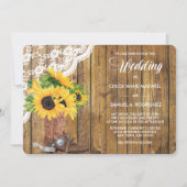 Sunflower Boot White Lace Wood Weddenschap Kaart (Voorkant)