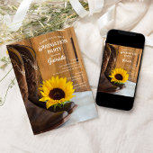 Sunflower Boots Country Western Afstudeerfeest Kaart