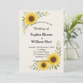 Sunflower Border Wedding Invitation Kaart (Staand voorkant)