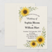 Sunflower Border Wedding Invitation Kaart (Voorkant / Achterkant)