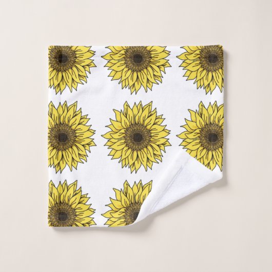 Sunflower, botanical, gift for women bad handdoek (Wasdoekje)