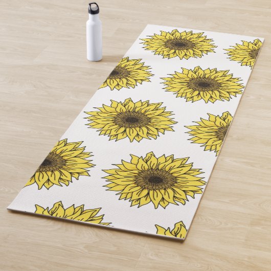 Sunflower, botanical, gift for women yogamat (In situ)