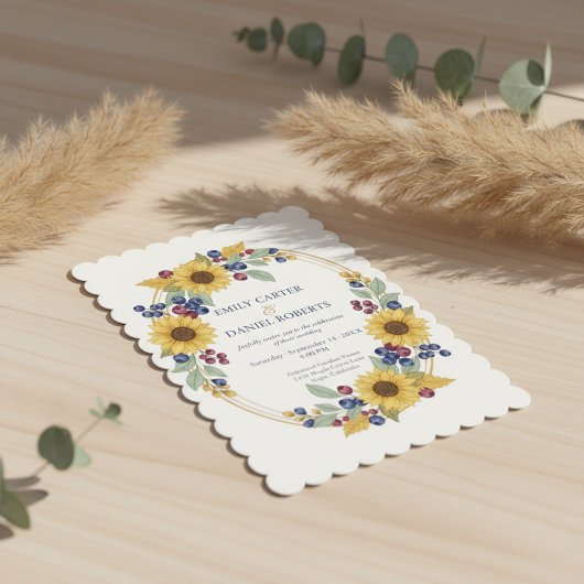 Sunflower Botanical Wedding Invitation Kaart