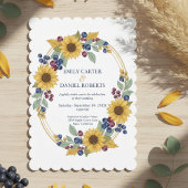 Sunflower Botanical Wedding Invitation Kaart