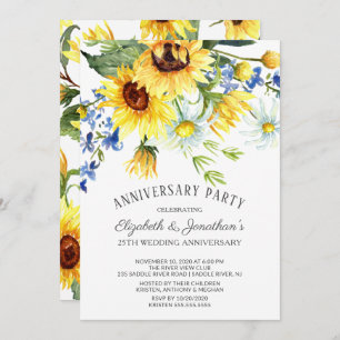 Sunflower Bouquet 25e Jubileum Party Kaart