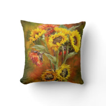 Sunflower Bouquet Art Designer Pillow