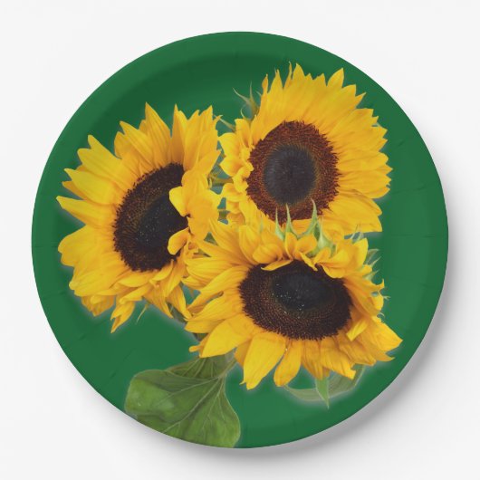 Sunflower Bouquet Disposable Paper Papieren Bordje (Voorkant)