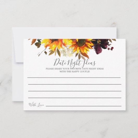 Sunflower Bouquet Floral Date Night Ideas Card Kaart (Voorkant)