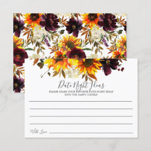Sunflower Bouquet Floral Date Night Ideas Card Kaart
