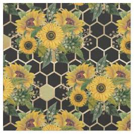 Sunflower Bouquet Gold Honeycomb Graphic Stof