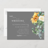 Sunflower Bouquet Grey Budget Weddenschap Uitnodiging Briefkaart (Voorkant / Achterkant)
