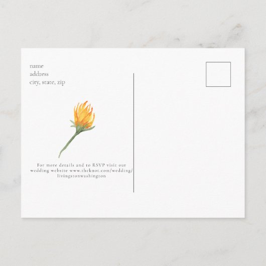 Sunflower Bouquet Grey Budget Weddenschap Uitnodiging Briefkaart (Achterkant)