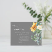 Sunflower Bouquet Grey Budget Weddenschap Uitnodiging Briefkaart (Staand voorkant)