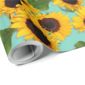 Sunflower Bouquet Khaki Green Gift Wrap Cadeaupapier (Rol Hoek)